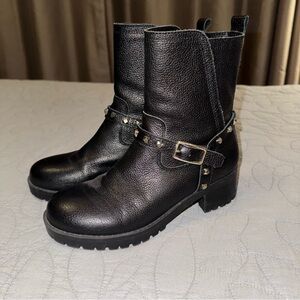 Nine West Black Studded Combat Boots